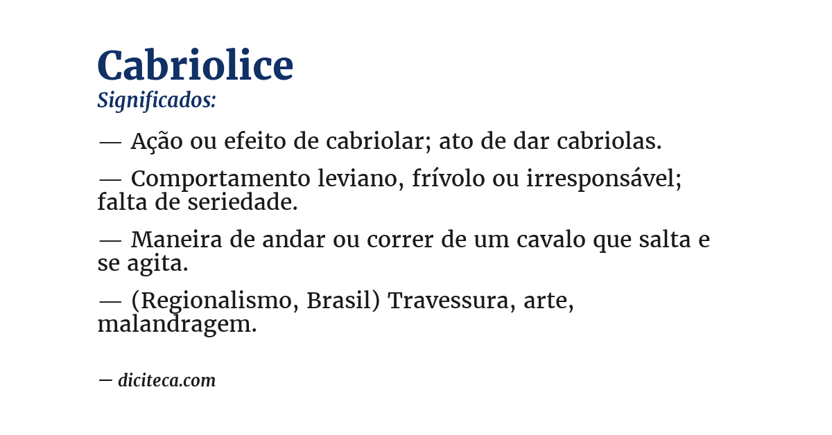 Significado de cabriolice