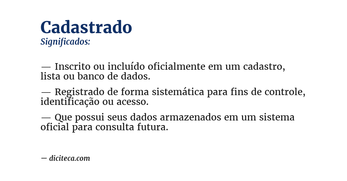 Significado de cadastrado