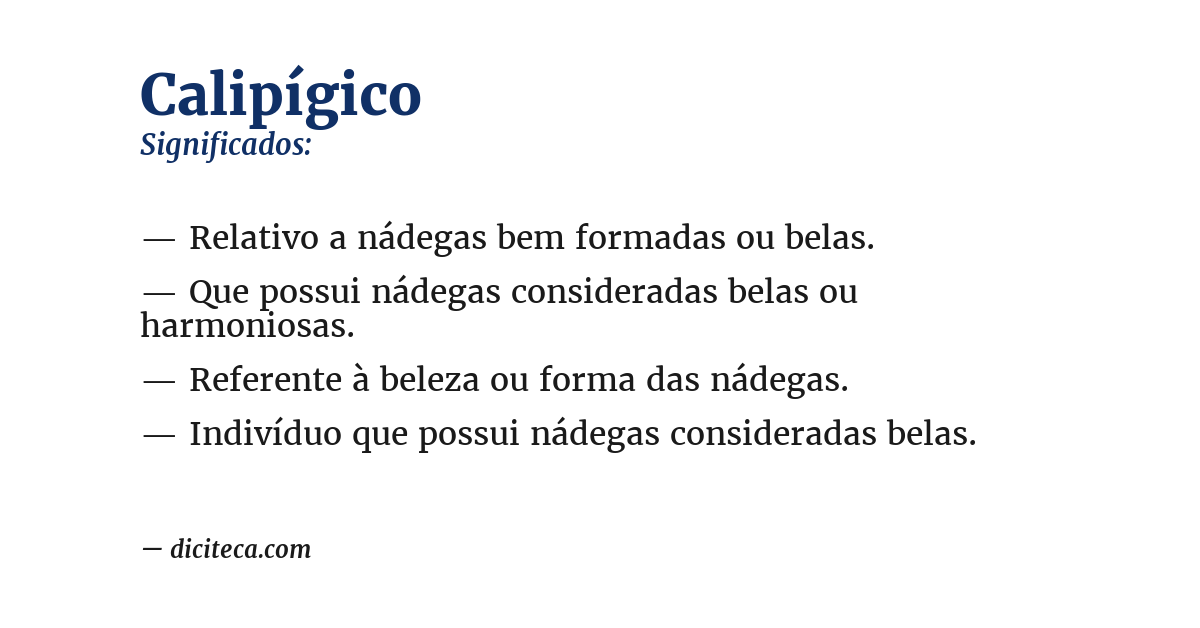 Significado de calipígico