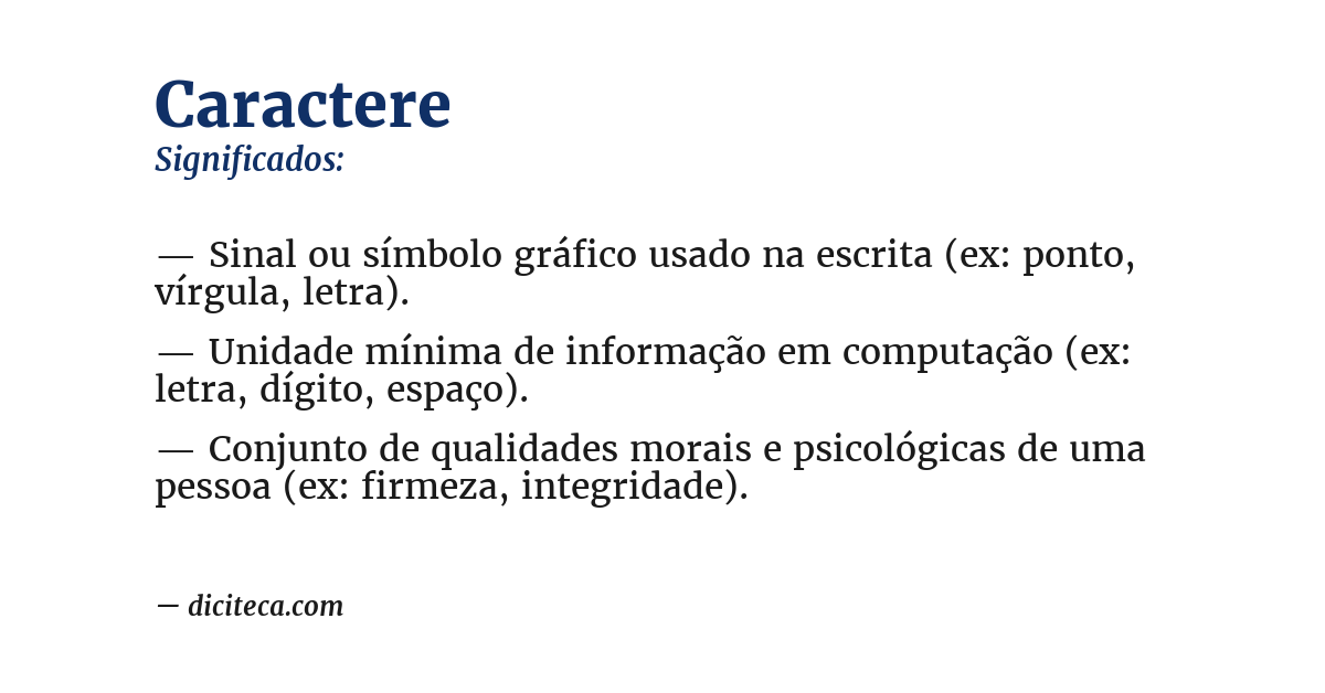 Significado de caractere