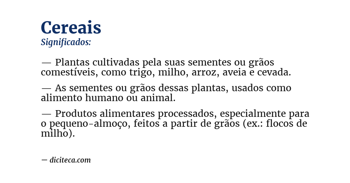 Significado de cereais