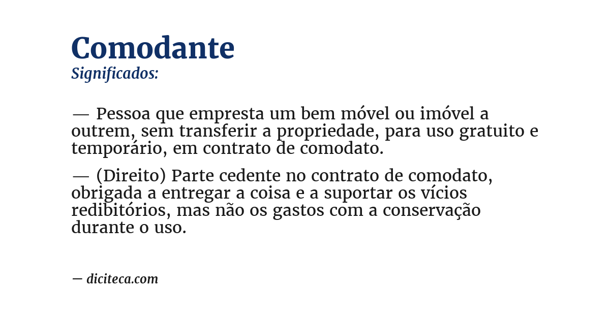 Significado de comodante
