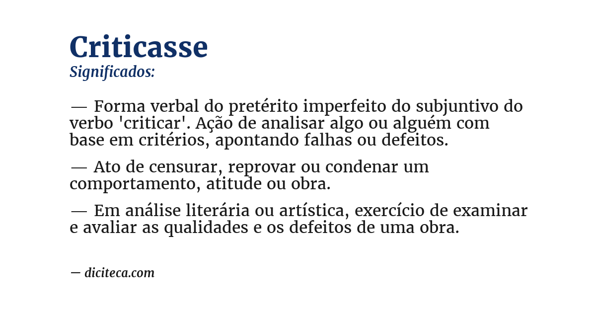 Significado de criticasse
