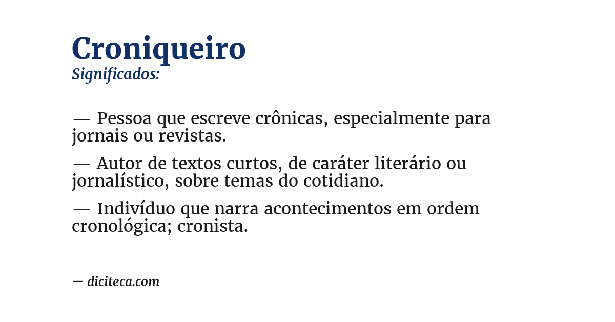Significado de croniqueiro