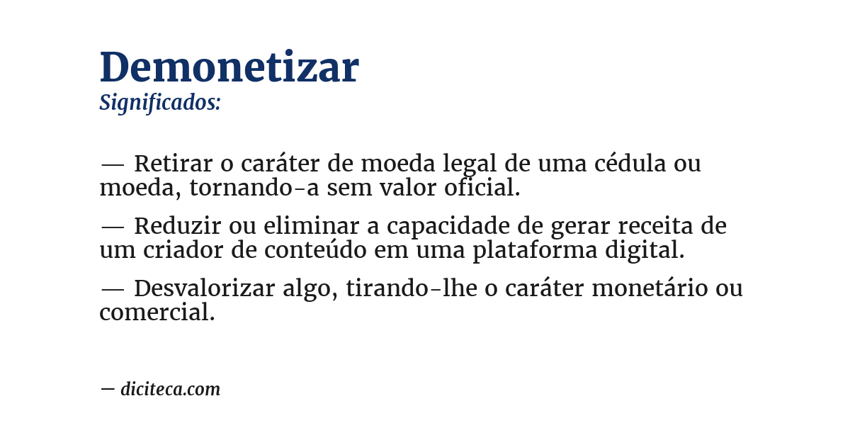 Significado de demonetizar