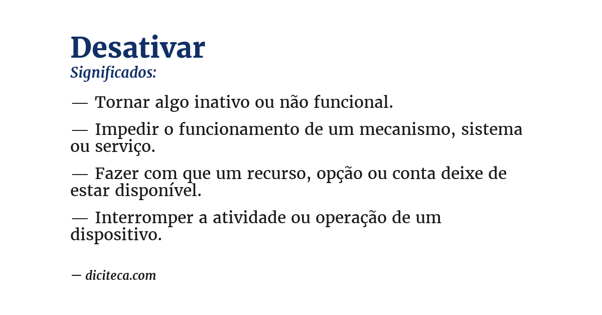 Significado de desativar