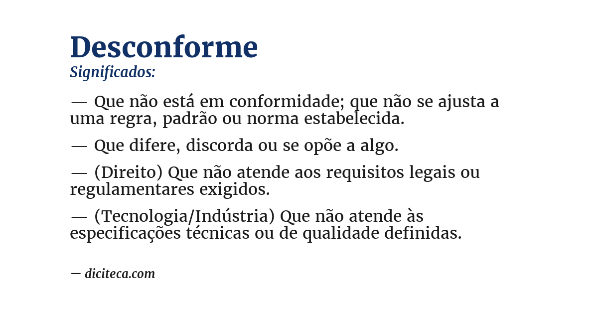 Significado de desconforme