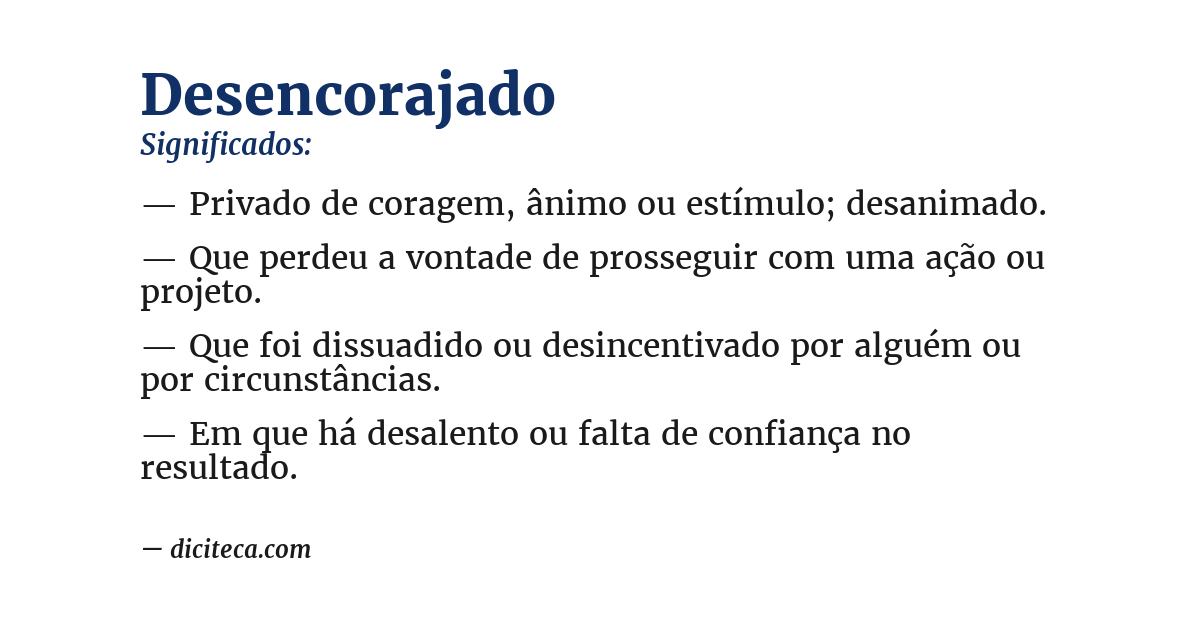 Significado de desencorajado