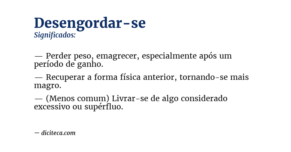 Significado de desengordar-se