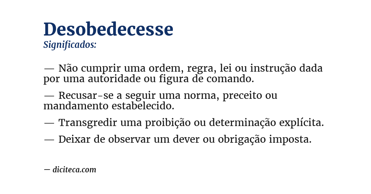 Significado de desobedecesse