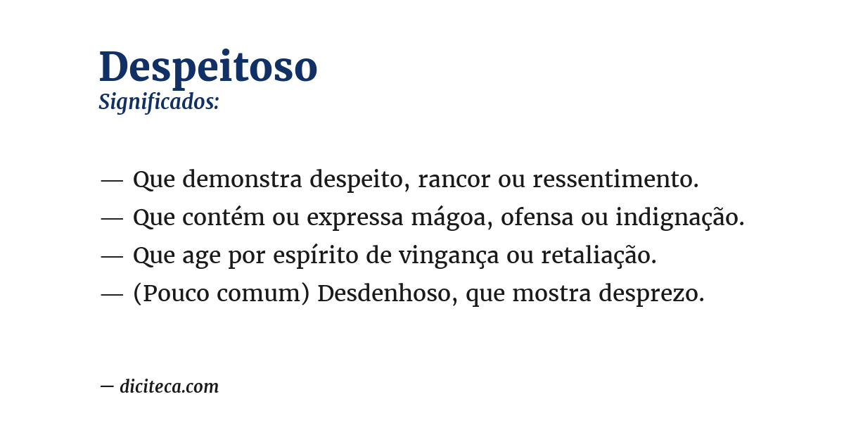 Significado de despeitoso