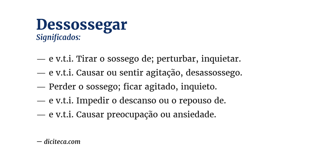 Significado de dessossegar