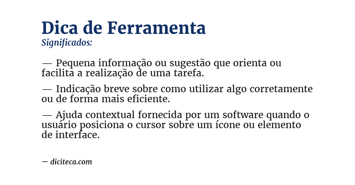 Significado de dica de ferramenta