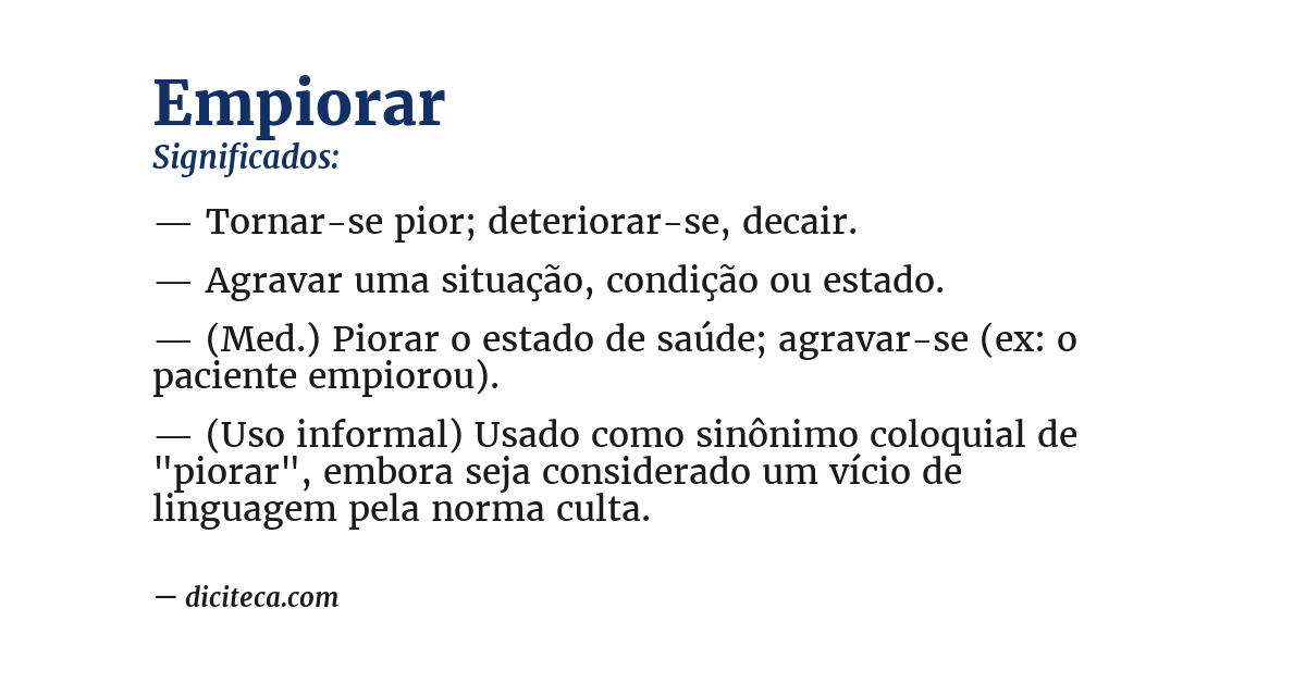 Significado de empiorar