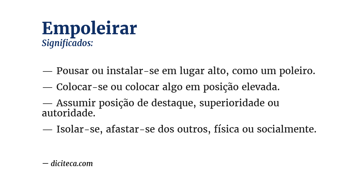 Significado de empoleirar