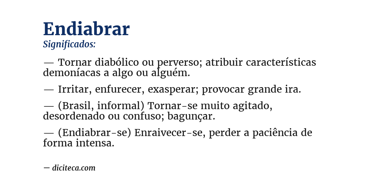 Significado de endiabrar
