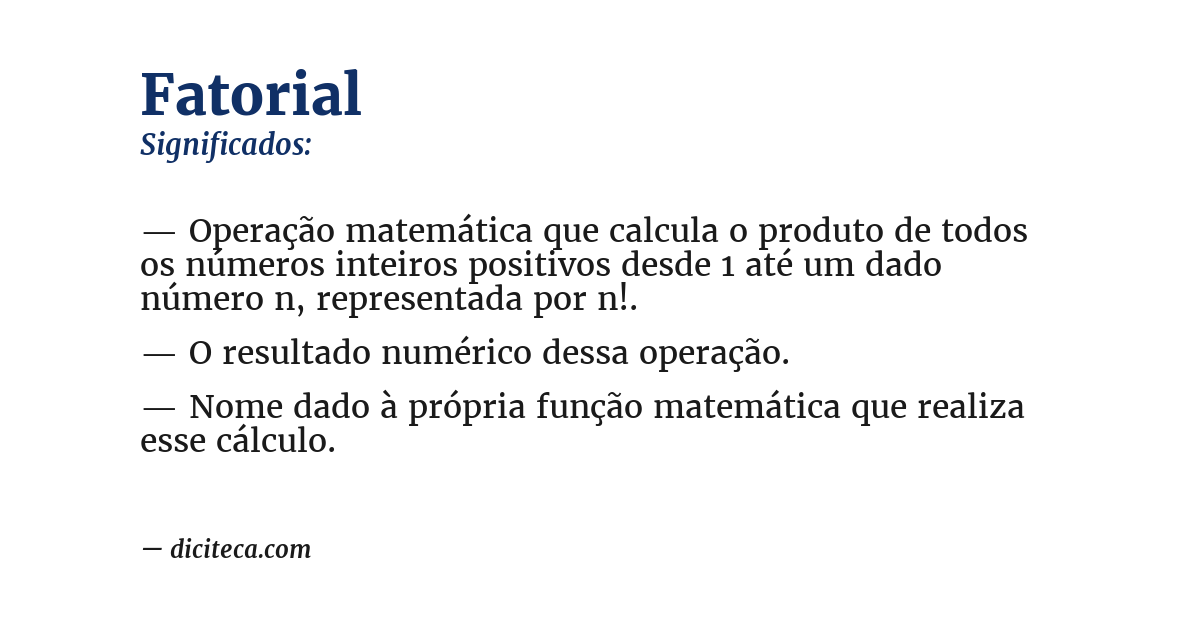 Significado de fatorial