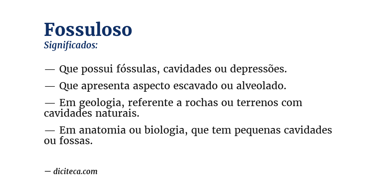 Significado de fossuloso