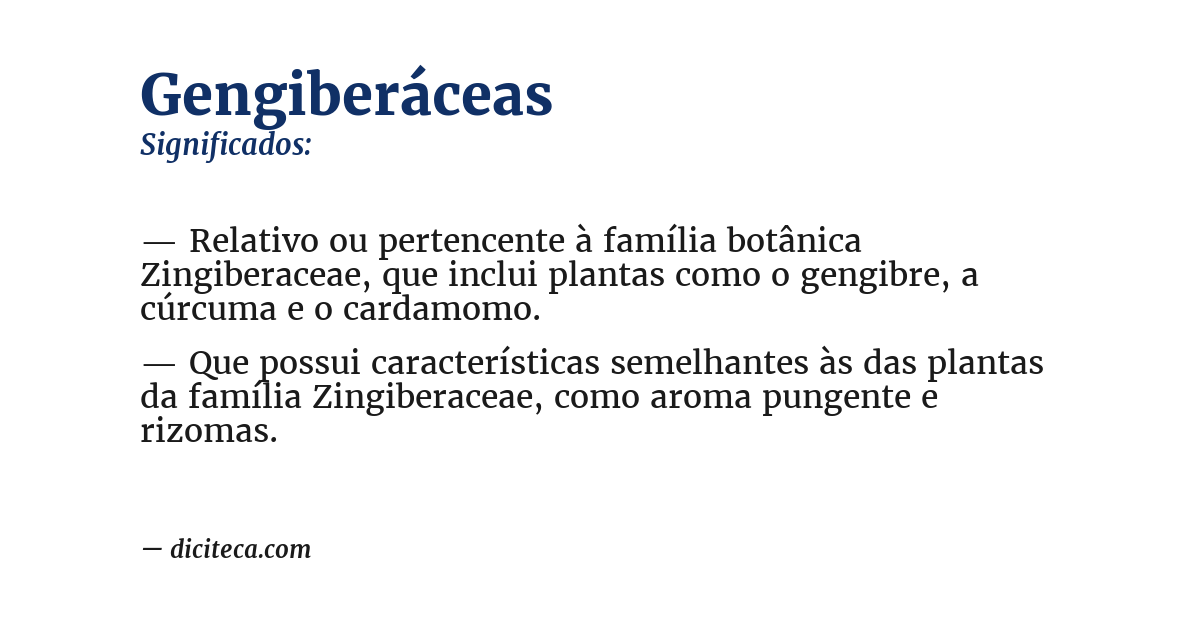 Significado de gengiberáceas