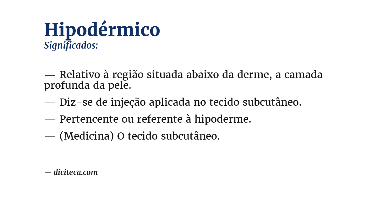 Significado de hipodérmico