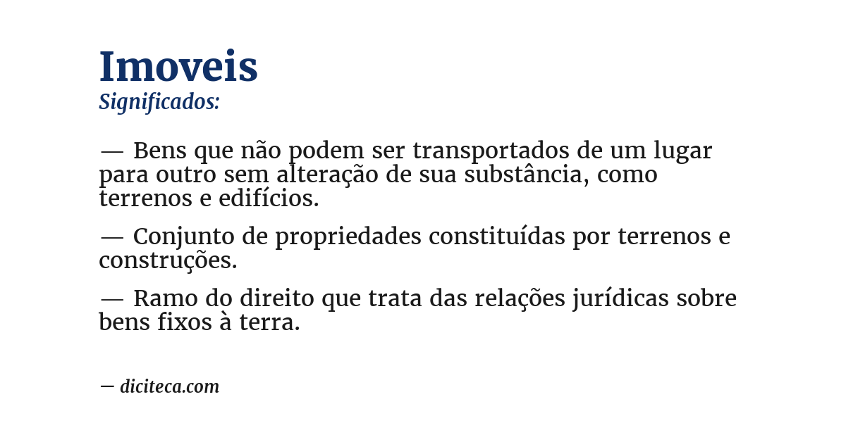 Significado de imoveis