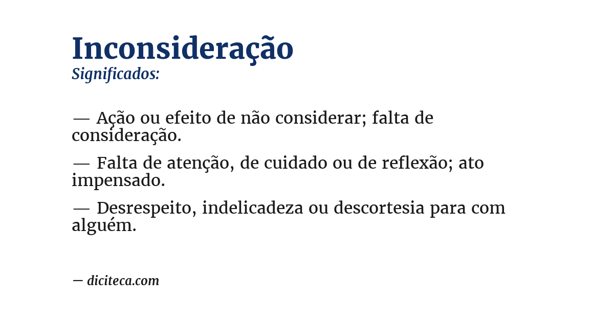 Significado de inconsideração