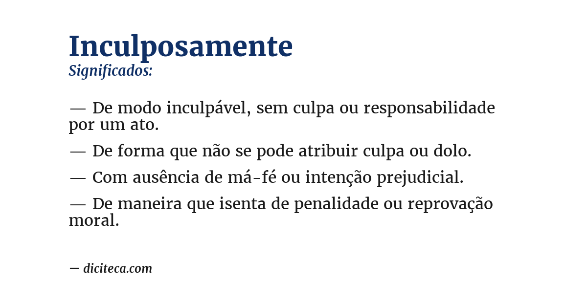 Significado de inculposamente