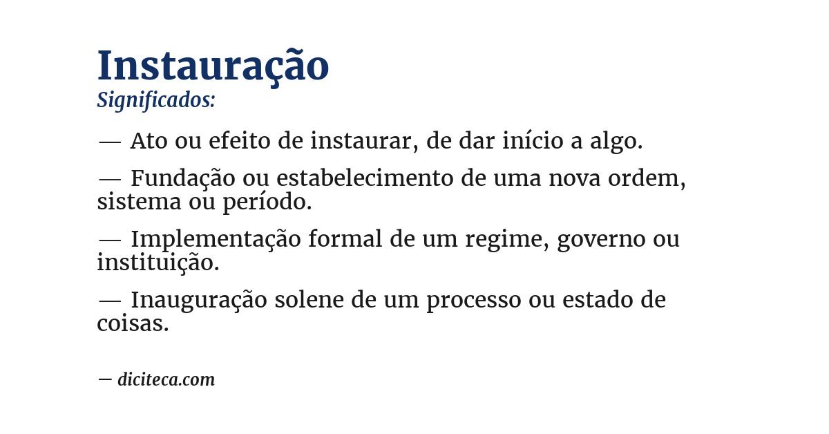 Significado de instauração