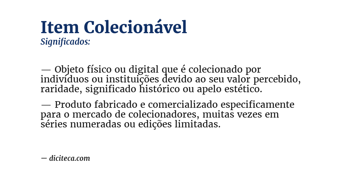 Significado de item colecionável