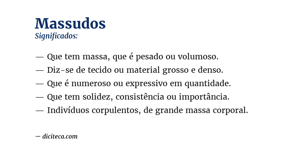 Significado de massudos