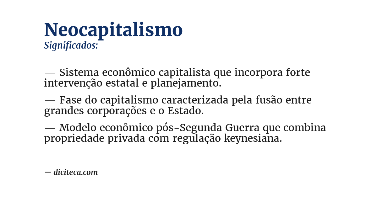 Significado de neocapitalismo