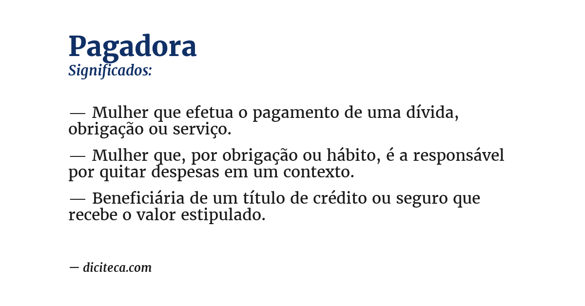 Significado de pagadora