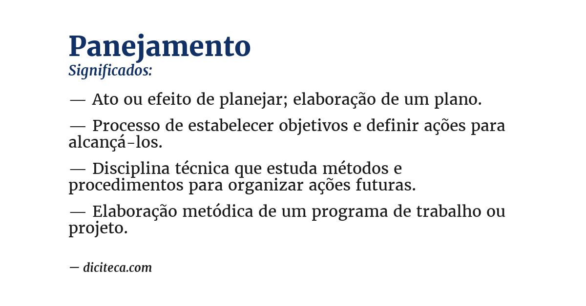 Significado de panejamento