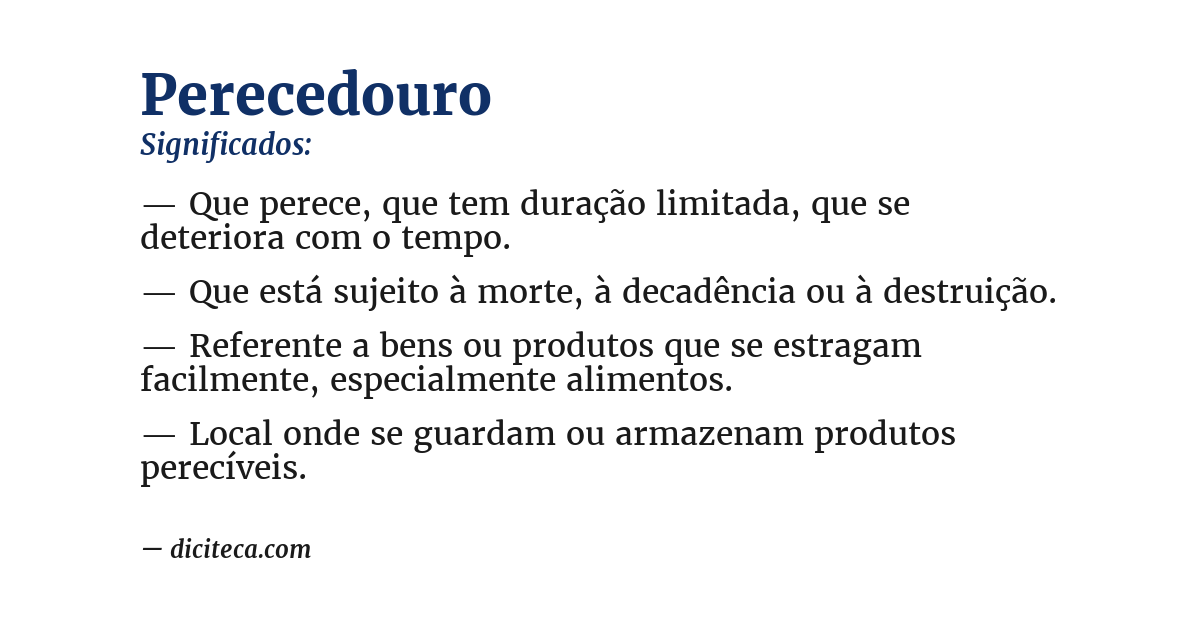 Significado de perecedouro