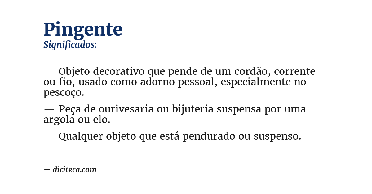 Significado de pingente