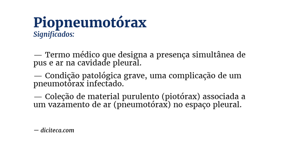Significado de piopneumotórax