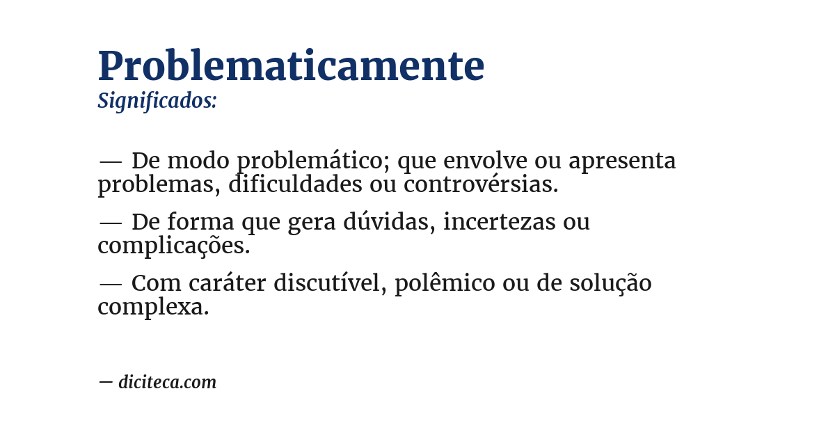 Significado de problematicamente