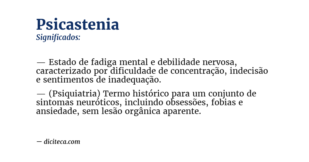 Significado de psicastenia