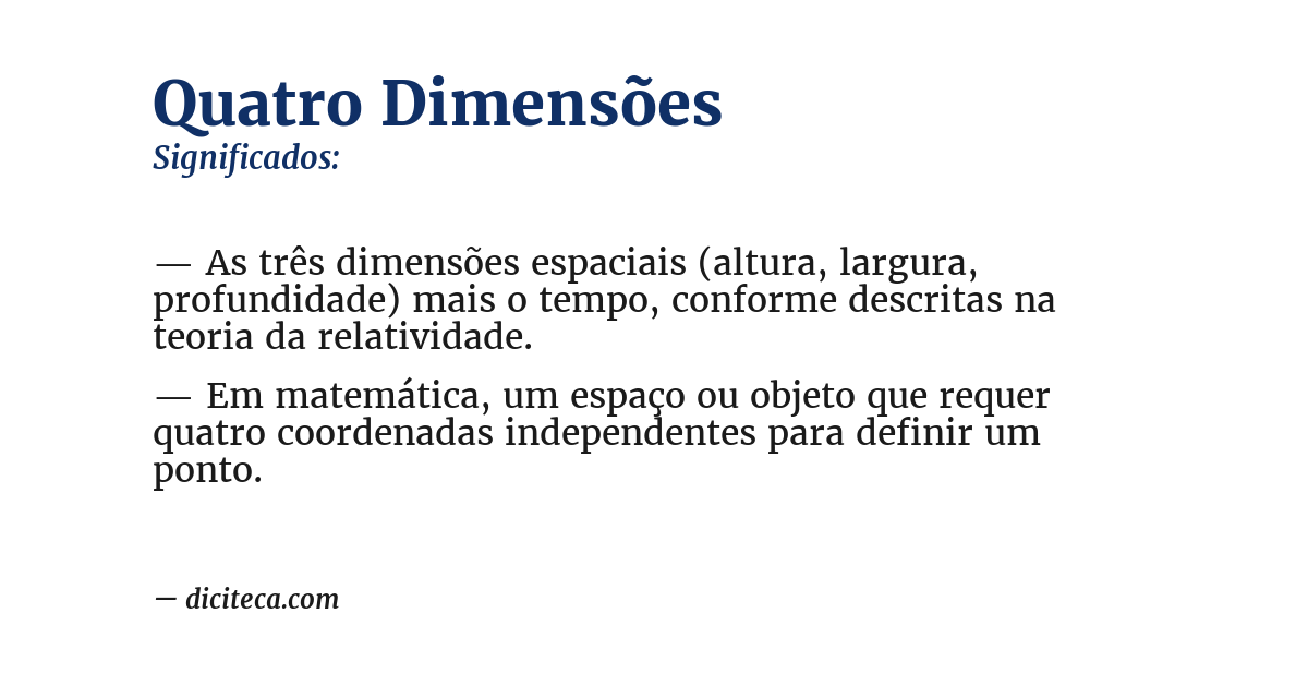 Significado de quatro dimensões