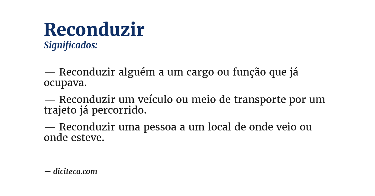 Significado de reconduzir
