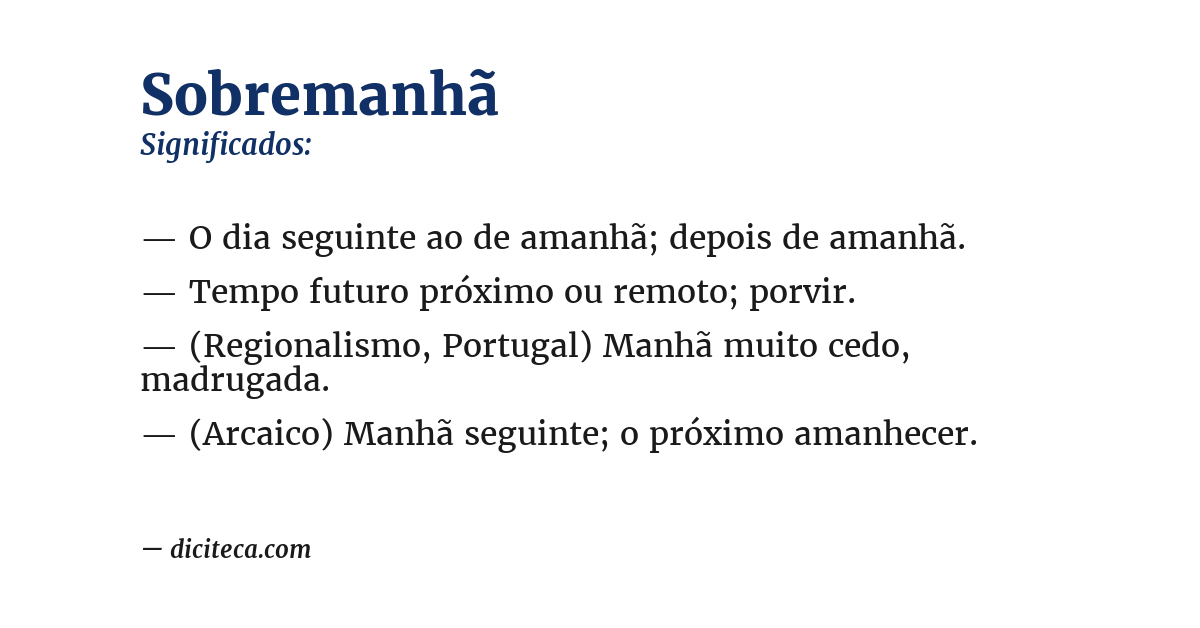 Significado de sobremanhã