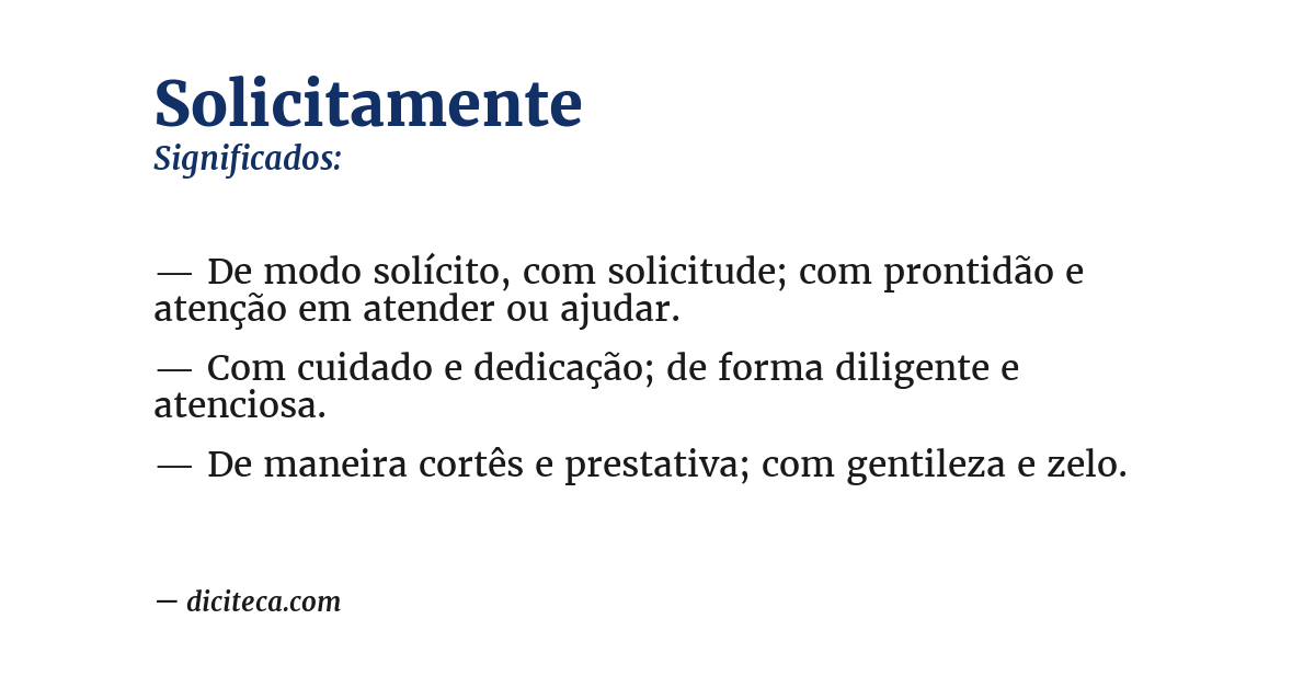 Significado de solicitamente