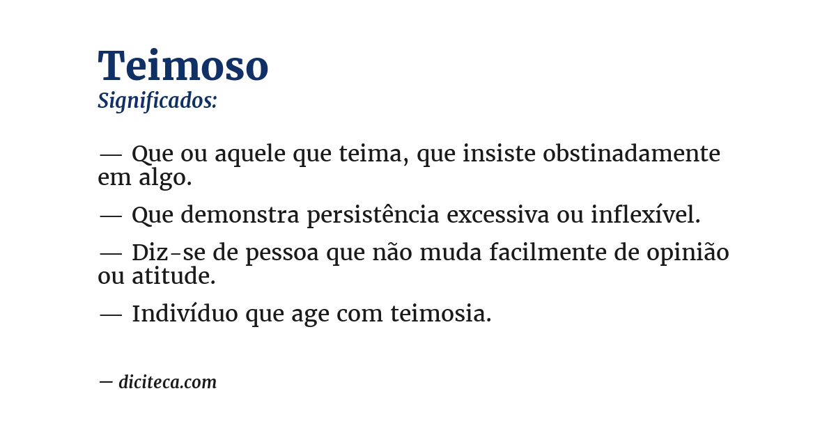 Significado de teimoso