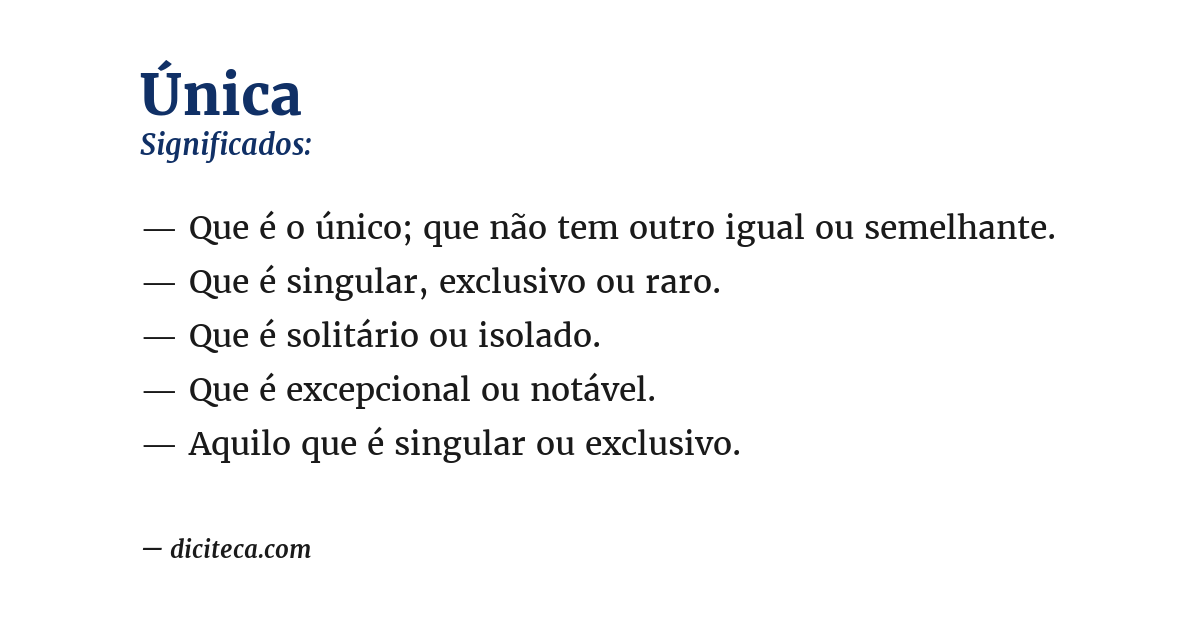 Significado de única