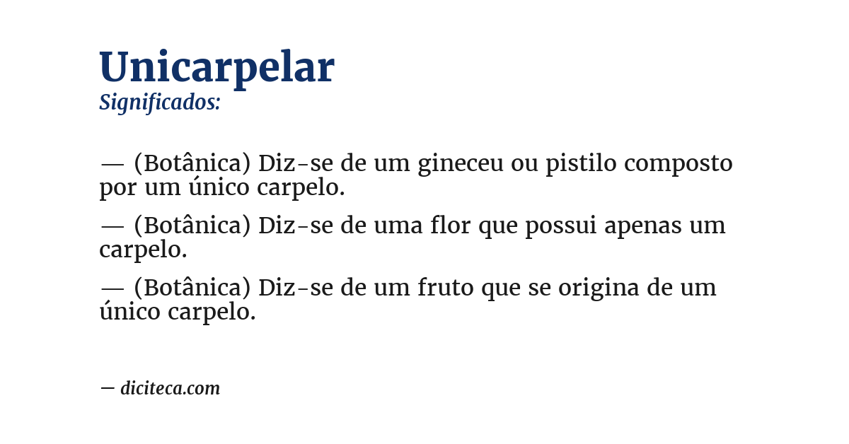 Significado de unicarpelar