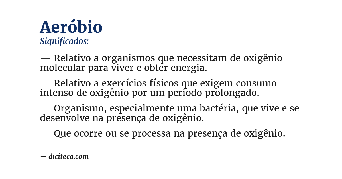 Significado de aeróbio