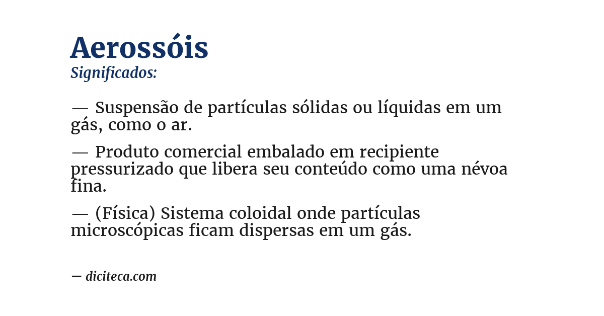 Significado de aerossóis