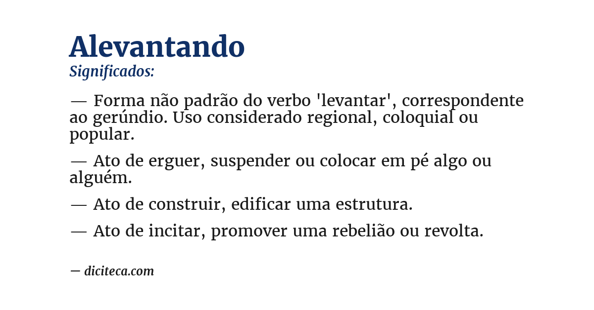 Significado de alevantando