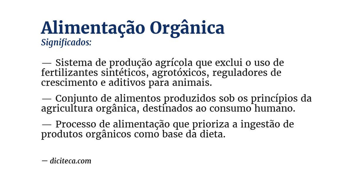 Significado de alimentação orgânica
