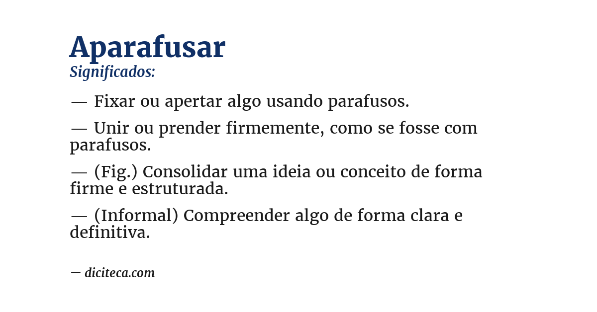 Significado de aparafusar